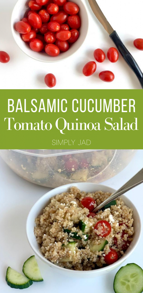 Enjoy this Cucumber Tomato Quinoa Salad for a healthy lunch