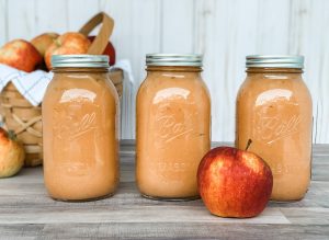 Homemade applesauce canned in quart mason jars