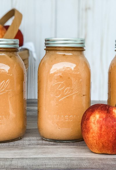 Homemade applesauce canned in quart mason jars